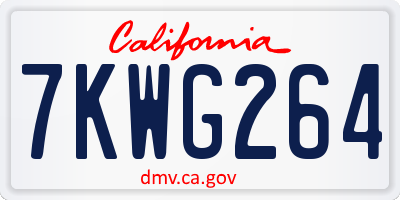 CA license plate 7KWG264