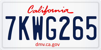 CA license plate 7KWG265