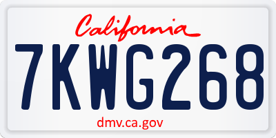 CA license plate 7KWG268