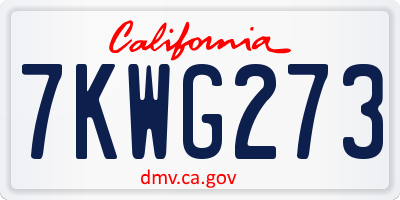 CA license plate 7KWG273