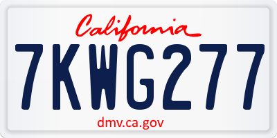 CA license plate 7KWG277