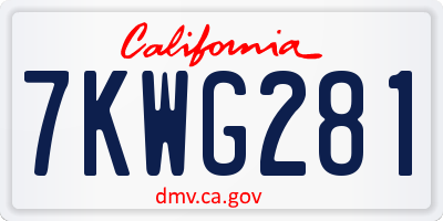 CA license plate 7KWG281
