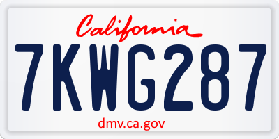 CA license plate 7KWG287