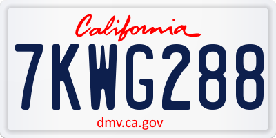 CA license plate 7KWG288