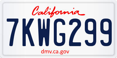 CA license plate 7KWG299