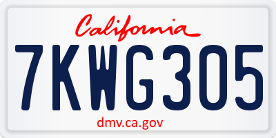 CA license plate 7KWG305
