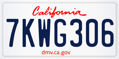 CA license plate 7KWG306
