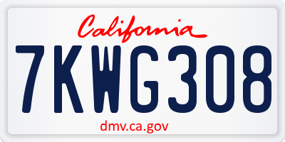 CA license plate 7KWG308