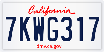 CA license plate 7KWG317