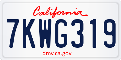 CA license plate 7KWG319