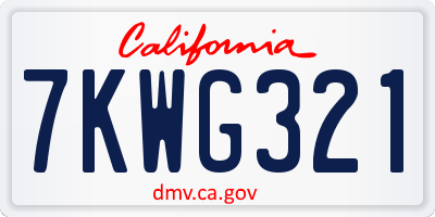 CA license plate 7KWG321
