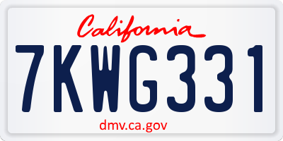 CA license plate 7KWG331