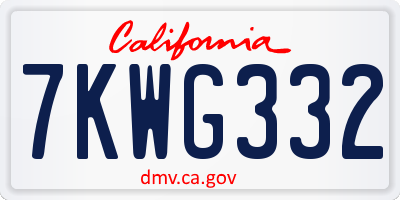 CA license plate 7KWG332