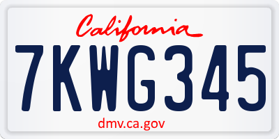 CA license plate 7KWG345