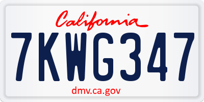 CA license plate 7KWG347