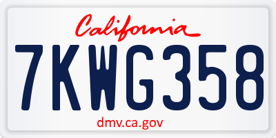 CA license plate 7KWG358