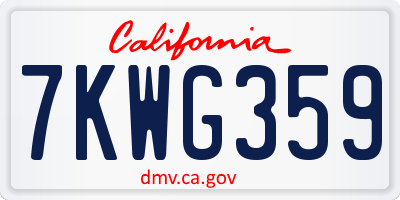 CA license plate 7KWG359