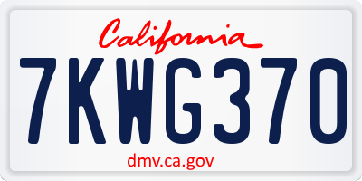 CA license plate 7KWG370
