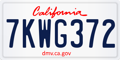 CA license plate 7KWG372