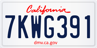 CA license plate 7KWG391