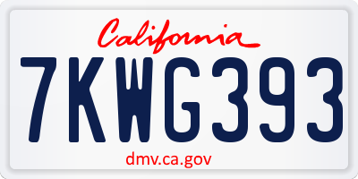 CA license plate 7KWG393