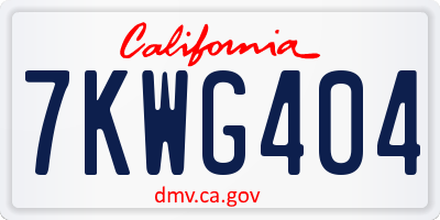 CA license plate 7KWG404