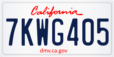 CA license plate 7KWG405
