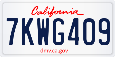 CA license plate 7KWG409