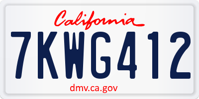CA license plate 7KWG412