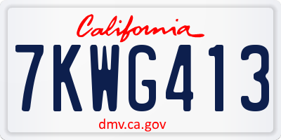 CA license plate 7KWG413