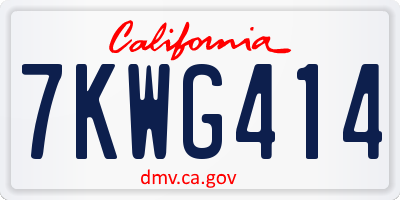 CA license plate 7KWG414