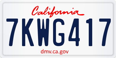 CA license plate 7KWG417