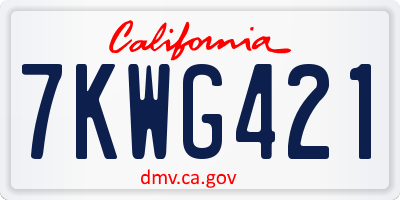CA license plate 7KWG421