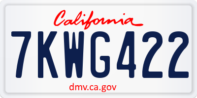 CA license plate 7KWG422