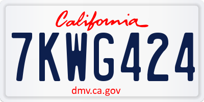 CA license plate 7KWG424