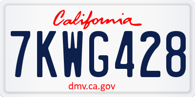 CA license plate 7KWG428