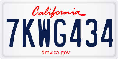 CA license plate 7KWG434