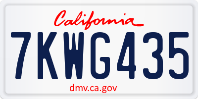 CA license plate 7KWG435