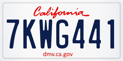 CA license plate 7KWG441