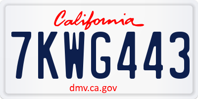 CA license plate 7KWG443