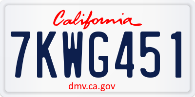 CA license plate 7KWG451