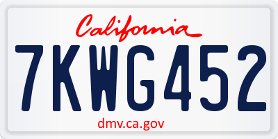 CA license plate 7KWG452