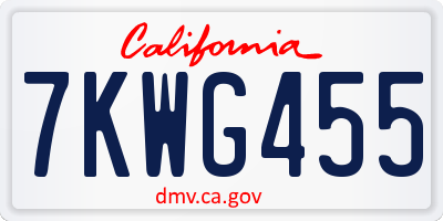 CA license plate 7KWG455