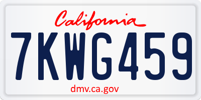 CA license plate 7KWG459