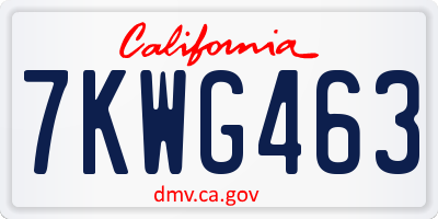 CA license plate 7KWG463