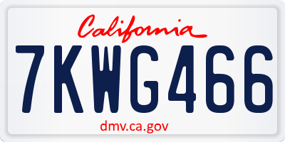 CA license plate 7KWG466