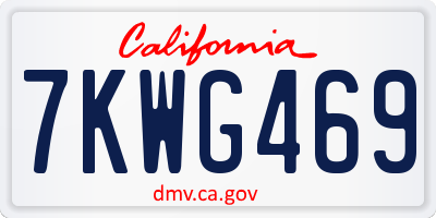 CA license plate 7KWG469