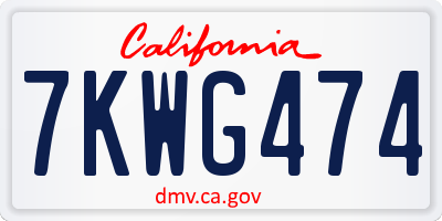 CA license plate 7KWG474