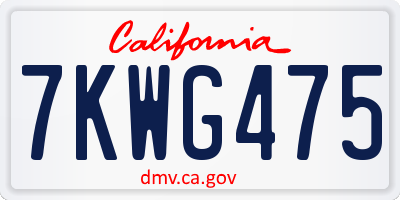 CA license plate 7KWG475