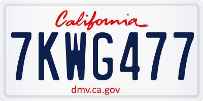 CA license plate 7KWG477